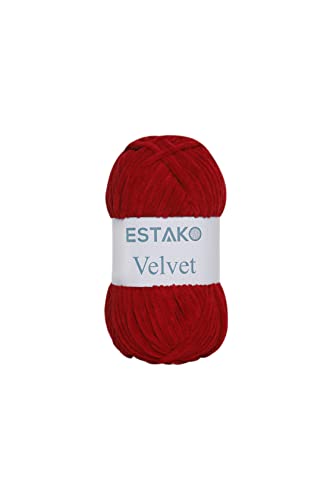 Estako Velvet Chenille Blanket amigurumi Yarn for Crocheting and Knitting Super Bulky 100 gr (132 yds) (1510 - Red) - Image 1
