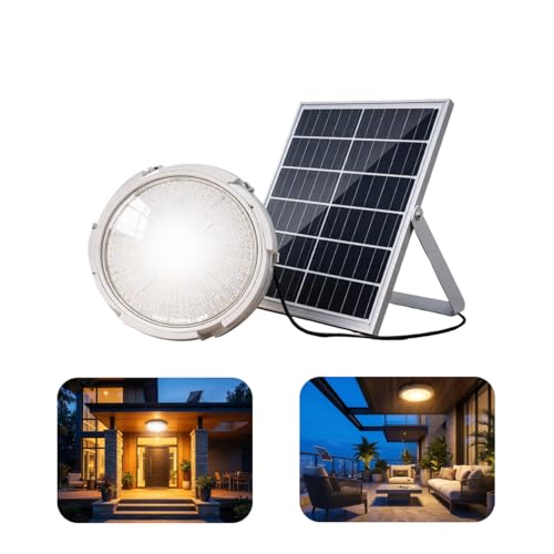 hardoll 100W Solar Indoor Ceiling Light | LiFePO4 Battery | Remote Control | Warm & Cool White | IP44 | for Homes, Shops & Sheds - Image 1