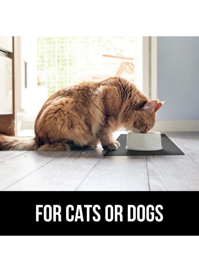 غوريلا جريب حصيرة طعام الحيوانات الأليفة Gorilla Grip المقاومة للماء بنسبة 100% ذات الحواف المرتفعة والخالية من مادة BPA، حصيرة طعام القطط والكلاب تحتوي على الانسكابات وتحمي الأرضيات، مفارش طعام للقطط والكلاب ووعاء ماء، إكسسوارات الحيوانات الأليفة، 32 × 24 فحمي - Image 4