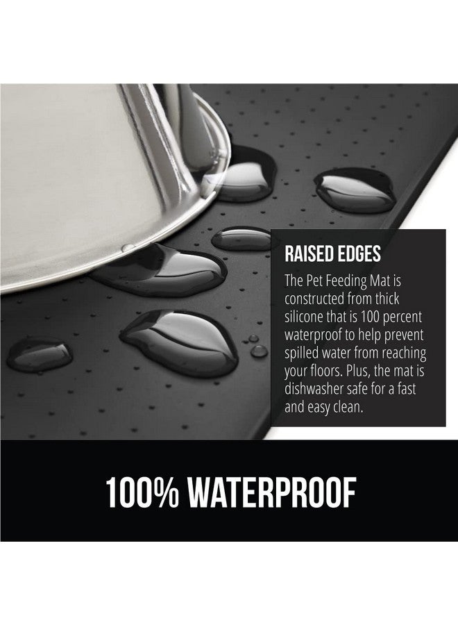 غوريلا جريب حصيرة طعام الحيوانات الأليفة Gorilla Grip المقاومة للماء بنسبة 100% ذات الحواف المرتفعة والخالية من مادة BPA، حصيرة طعام القطط والكلاب تحتوي على الانسكابات وتحمي الأرضيات، مفارش طعام للقطط والكلاب ووعاء ماء، إكسسوارات الحيوانات الأليفة، 32 × 24 فحمي - Image 2