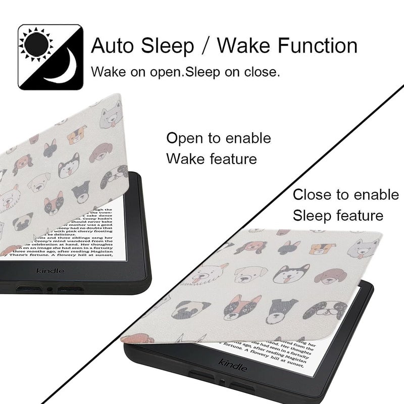 Moca حافظة لكيندل بيبر وايت الجيل 12 7" (2024) وكيندل كولور سوفت 7" (2025)، غلاف رقيق من جلد PU مع وظيفة الاستيقاظ/النوم التلقائي، إغلاق مغناطيسي، خفيف الوزن (كلاب) - Image 3