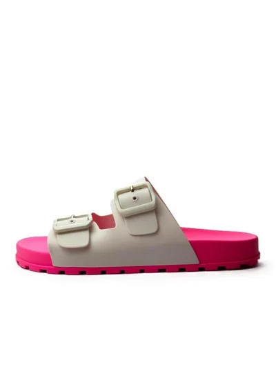 Voices Folk Women'S Birken Style Sandal With Adjustable Strap - Pink/White