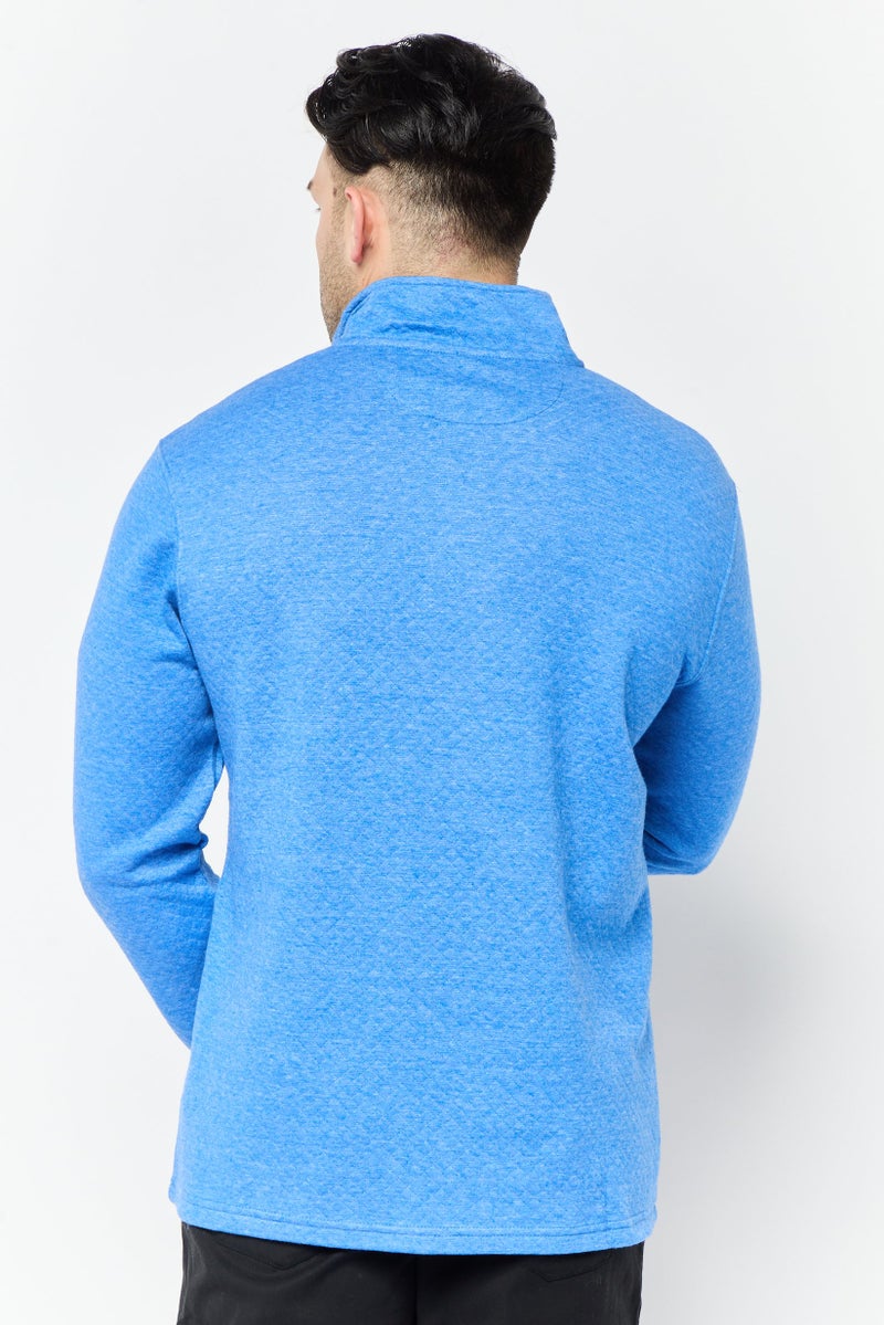 Chaps Men High Neck Heather Long Sleeve Sweatshirt, Blue - Image 3