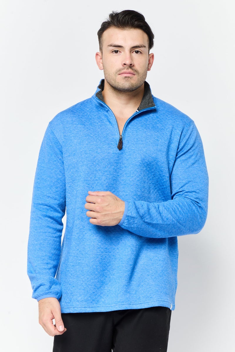 Chaps Men High Neck Heather Long Sleeve Sweatshirt, Blue - Image 1