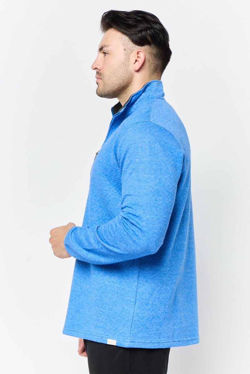 Chaps Men High Neck Heather Long Sleeve Sweatshirt, Blue - Image 2