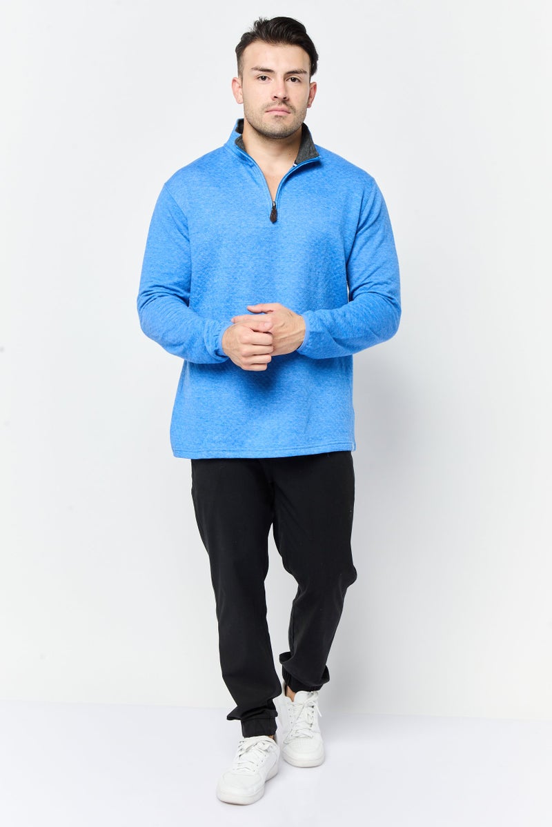 Chaps Men High Neck Heather Long Sleeve Sweatshirt, Blue - Image 2