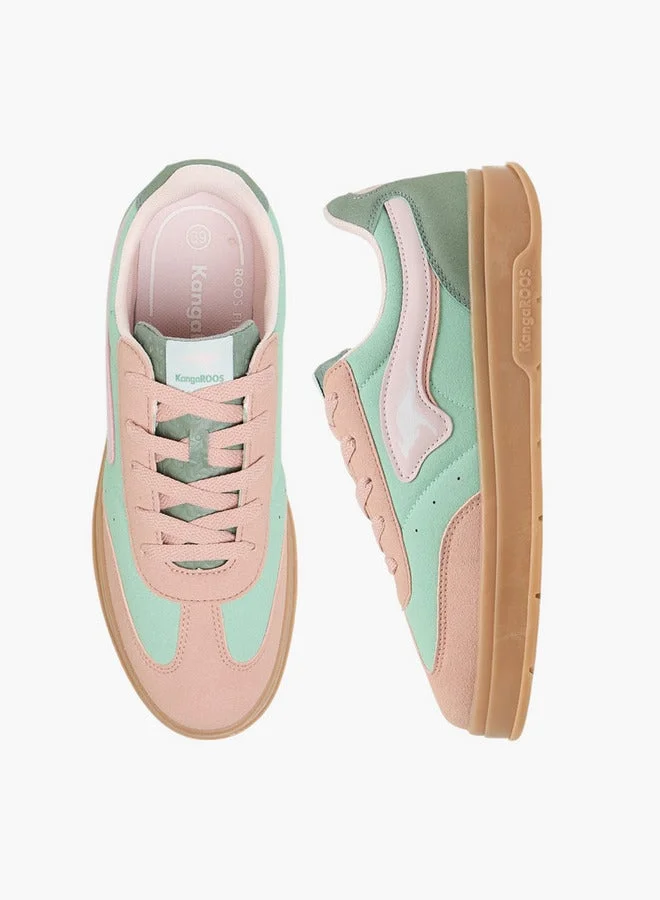 kangaROOS GREEN Women's Colourblock Lace-Up Sneakers for Women | Best Price UAE