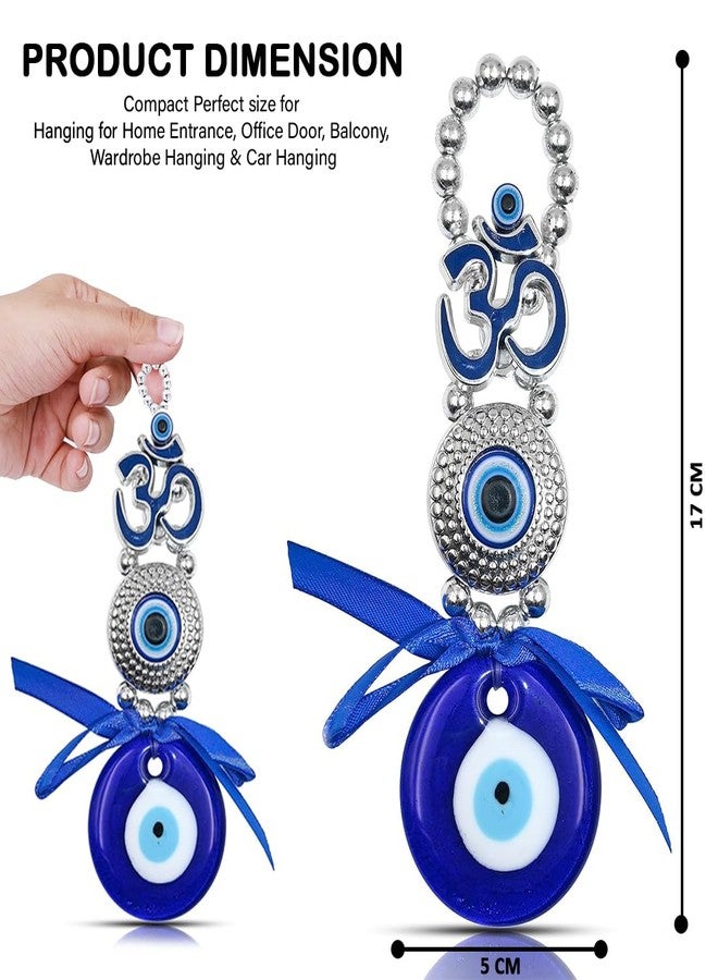 PACKNBUY OM Turkish Evil Eye Nazar Battu Hanging for Home Entrance Main Door Good Luck Vastu Feng Shui Decor OM Protection Charm Positive Energy Spiritual Wall Hanging for Office Shop Car - Image 2