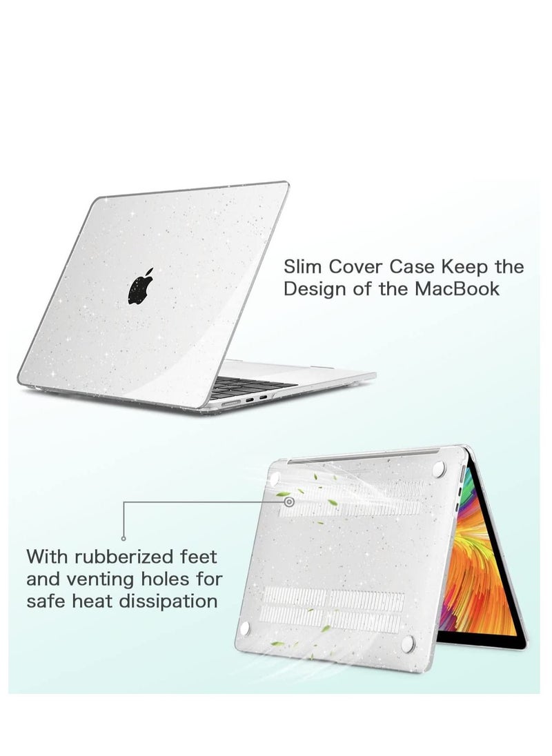 Generic - 3 in 1 Bundle Case Compatible with MacBook Air 13.6 2025 M4 Chip A3240/ 2024 M3 Chip A3113 /2022 M2 Chip A2681, Smooth Plastic Hard Shell Case with Screen Protector &Keyboard Cover Skin, Sparkly Clear - Image 1