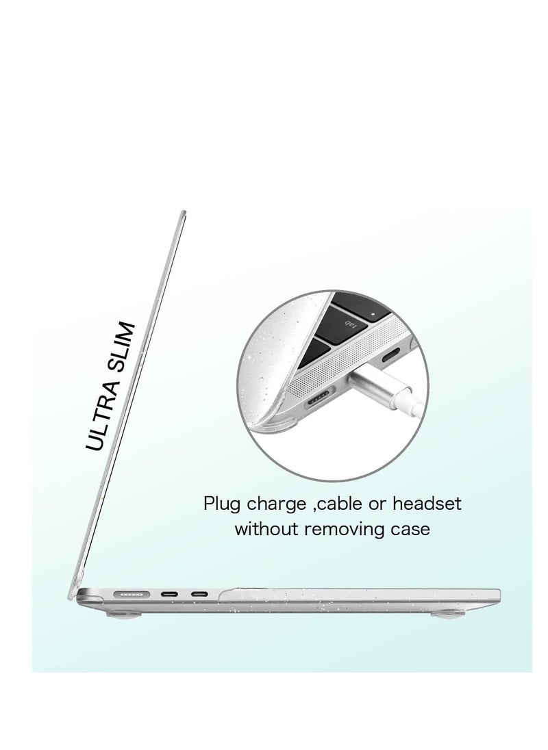 Generic - 3 in 1 Bundle Case Compatible with MacBook Air 13.6 2025 M4 Chip A3240/ 2024 M3 Chip A3113 /2022 M2 Chip A2681, Smooth Plastic Hard Shell Case with Screen Protector &Keyboard Cover Skin, Sparkly Clear - Image 1