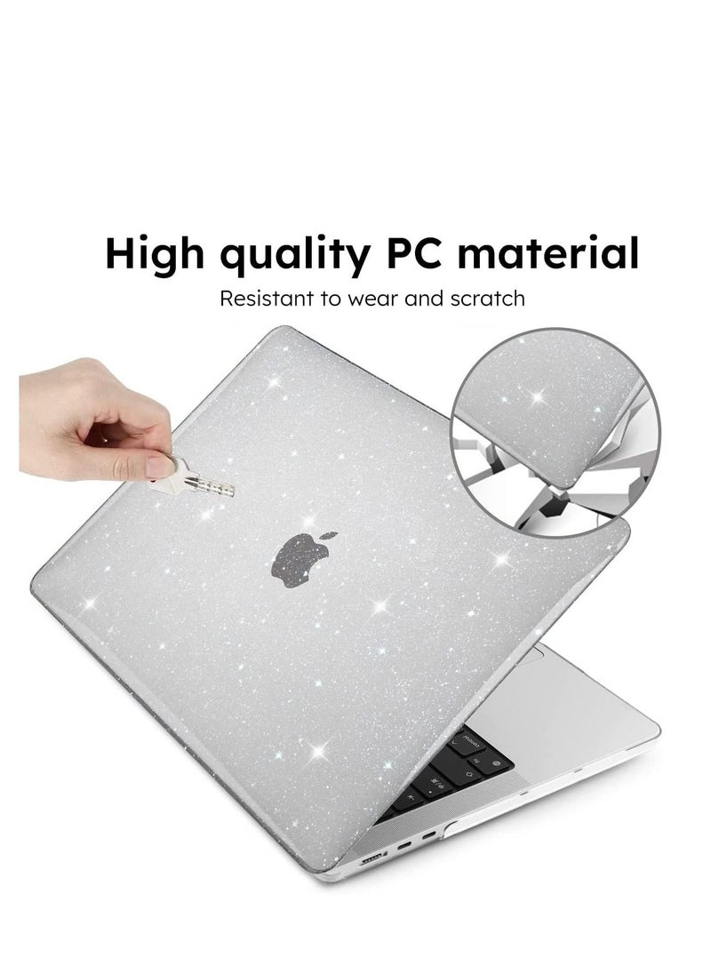 Generic - 3 in 1 Bundle Case Compatible with MacBook Air 13.6 2025 M4 Chip A3240/ 2024 M3 Chip A3113 /2022 M2 Chip A2681, Smooth Plastic Hard Shell Case with Screen Protector &Keyboard Cover Skin, Sparkly Clear - Image 1
