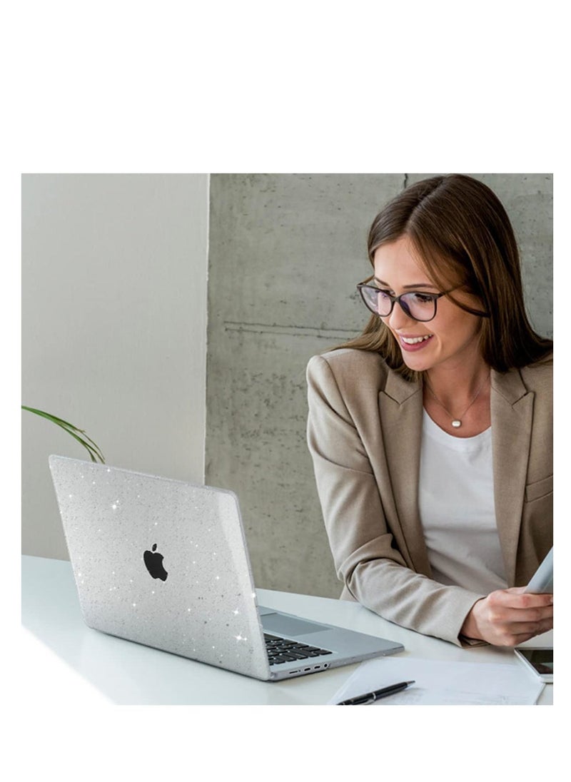 Generic - 3 in 1 Bundle Case Compatible with MacBook Air 13.6 2025 M4 Chip A3240/ 2024 M3 Chip A3113 /2022 M2 Chip A2681, Smooth Plastic Hard Shell Case with Screen Protector &Keyboard Cover Skin, Sparkly Clear - Image 1