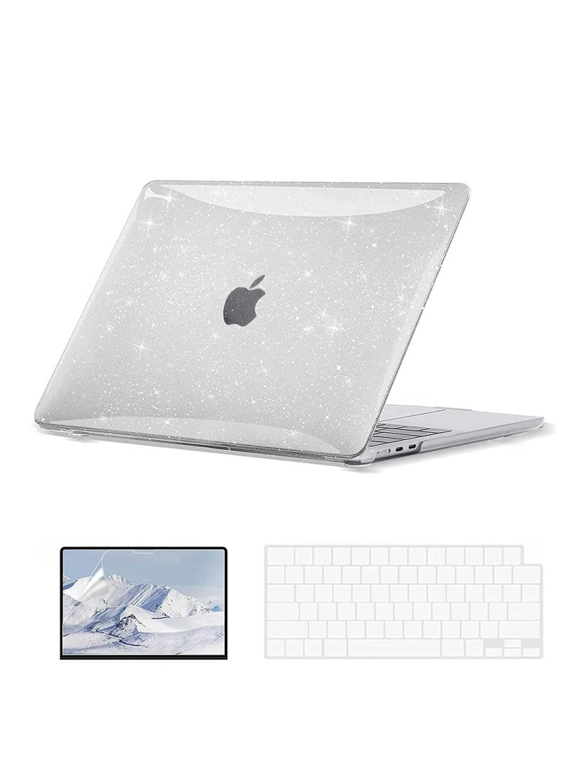 Generic - 3 in 1 Bundle Case Compatible with MacBook Air 13.6 2025 M4 Chip A3240/ 2024 M3 Chip A3113 /2022 M2 Chip A2681, Smooth Plastic Hard Shell Case with Screen Protector &Keyboard Cover Skin, Sparkly Clear - Image 1