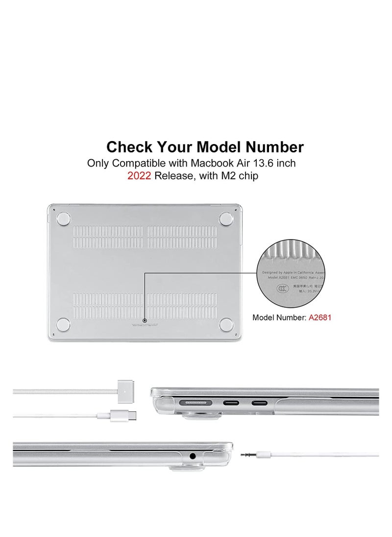 Generic - 3 in 1 Bundle Case Compatible with MacBook Air 13.6 2025 M4 Chip A3240/ 2024 M3 Chip A3113 /2022 M2 Chip A2681, Smooth Plastic Hard Shell Case with Screen Protector &Keyboard Cover Skin, Sparkly Clear - Image 1