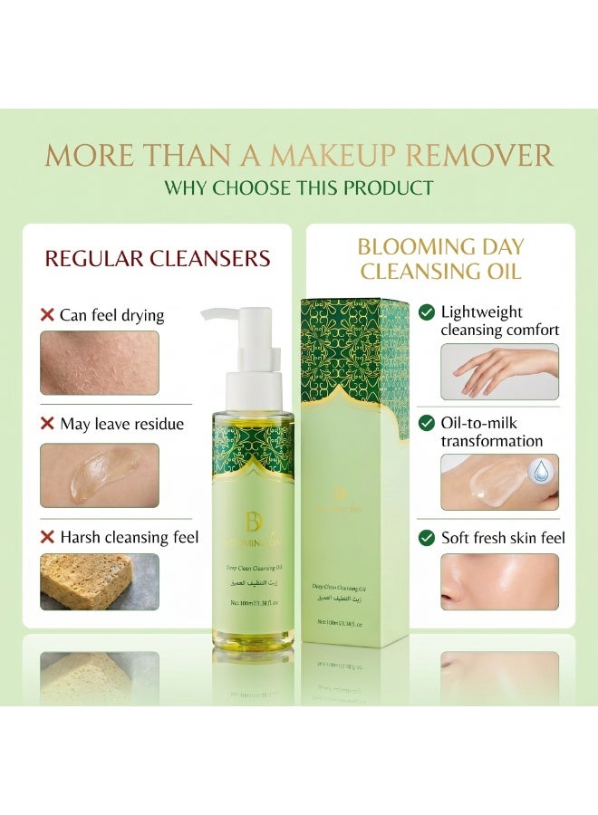 Blooming Day Deep Clean Cleansing Oil 100ml – Oil-to-Milk Makeup Remover, Gentle Face Cleanser, Removes Sunscreen & Impurities, Non-Greasy Rinse-Off, Suitable for All Skin Types - Image 4