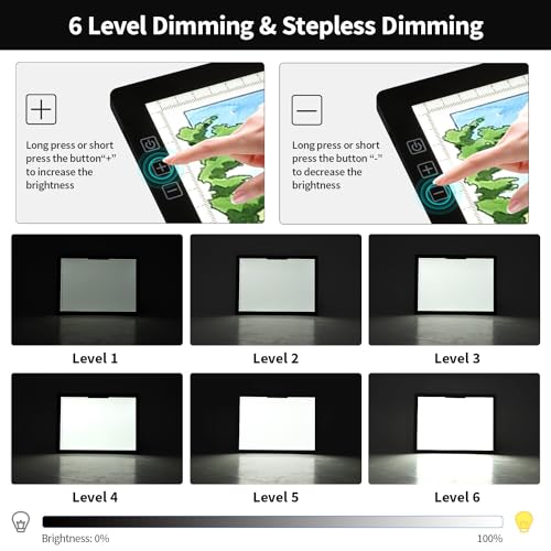 Zocelight Rechargeable A4 Light Box with Padded Case,led Light pad with Built-in Stand & Clip,6 Levels of Brightness lightbox for tracing,Diamond Painting.Light Table for Artists,Drawing,Sketching,Animation - Image 5