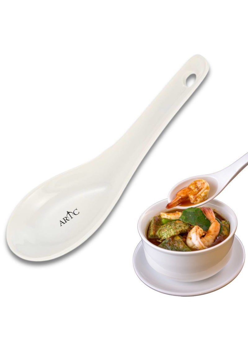 اي ار تي سي طقم ملاعق حساء سيراميك بورسلين من ARTC على الطراز الآسيوي الشرقي والكوري والصيني مكون من 24 قطعة، أبيض 13 سم × 4.5 سم - Image 2