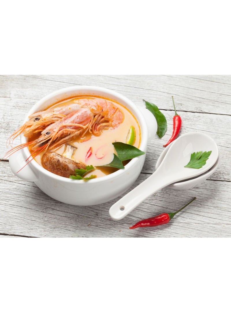 اي ار تي سي طقم ملاعق حساء سيراميك بورسلين من ARTC على الطراز الآسيوي الشرقي والكوري والصيني مكون من 24 قطعة، أبيض 13 سم × 4.5 سم - Image 4