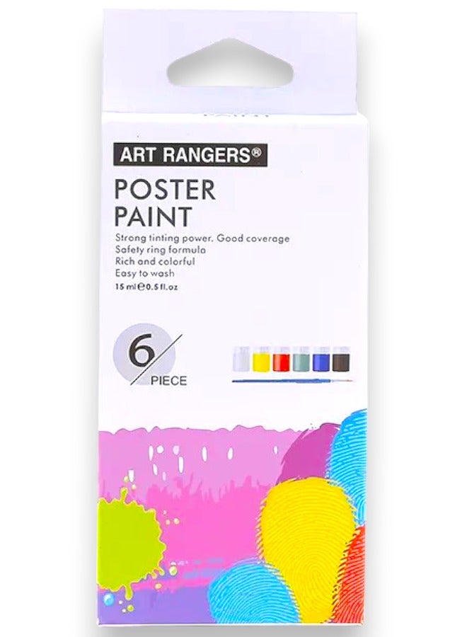 Art Rangers-Poster Paint Set Of 6 Color 15 ml  With Brush - Image 1