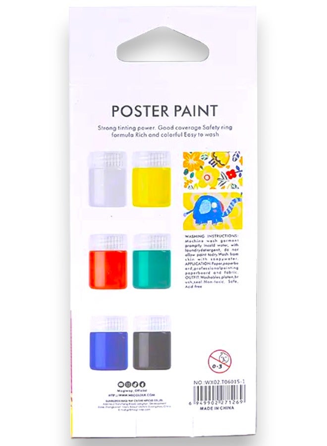 Art Rangers-Poster Paint Set Of 6 Color 15 ml  With Brush - Image 2