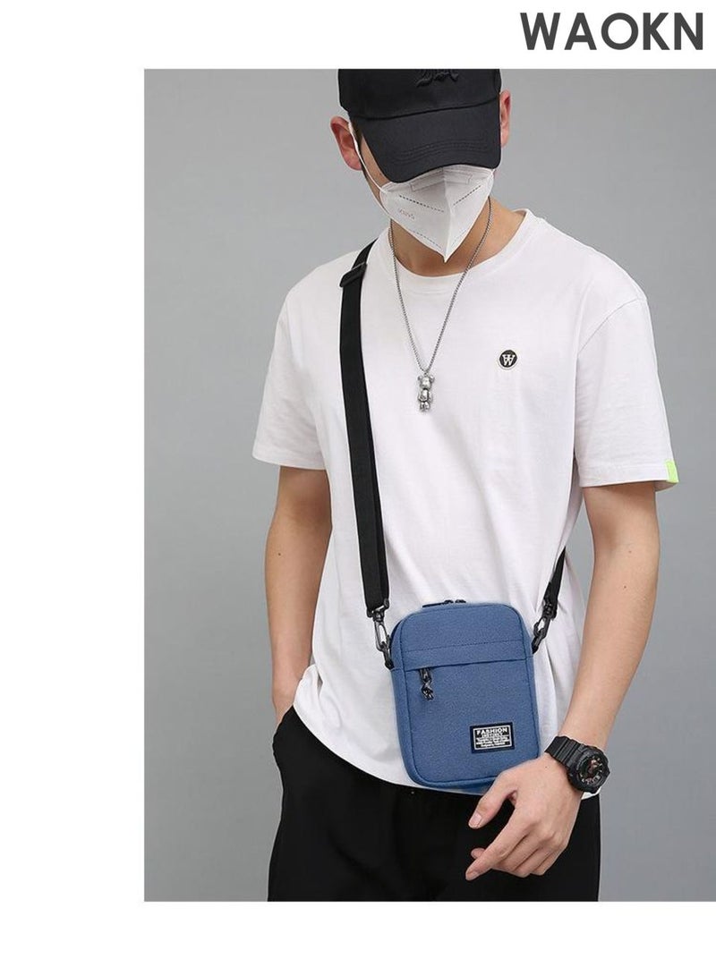 WAOKN Mens woman Crossbody Bag Shoulder Bag with Adjustable Strap and Top Handle Multi-layer Functional New Trends Fashion Handbag ,Fashionable and lightweight mini crossbody shoulder bag,Leisure sports small square bag,blue. - Image 2