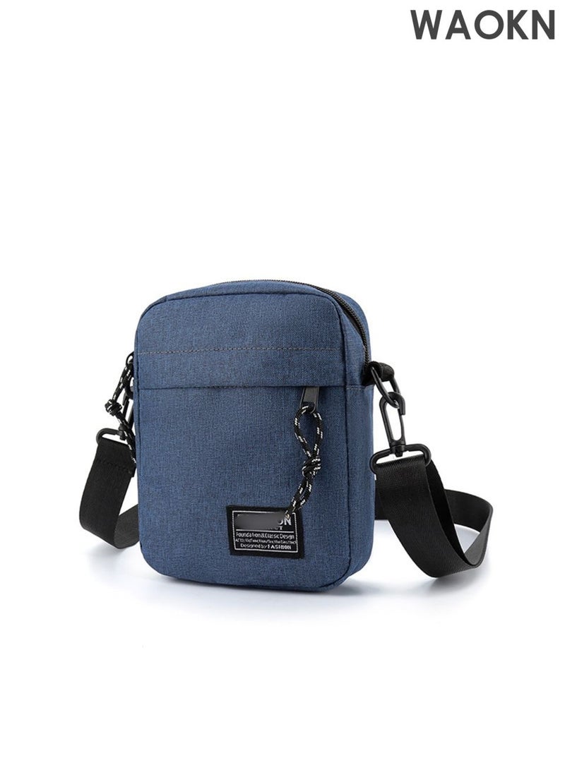 WAOKN Mens woman Crossbody Bag Shoulder Bag with Adjustable Strap and Top Handle Multi-layer Functional New Trends Fashion Handbag ,Fashionable and lightweight mini crossbody shoulder bag,Leisure sports small square bag,blue. - Image 1