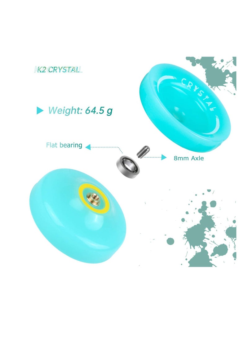 Excefore - K2 Responsive Plastic FingerspinYoyo for Kids Beginners Yoyo with Yoyo Glove Yoyo Bag 5 Yoyo Strings-Lake Blue - Image 1