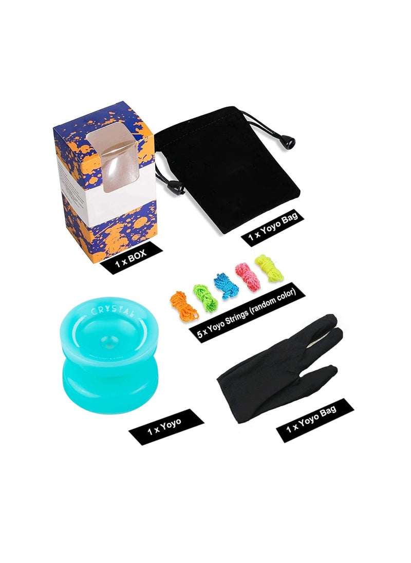 Excefore - K2 Responsive Plastic FingerspinYoyo for Kids Beginners Yoyo with Yoyo Glove Yoyo Bag 5 Yoyo Strings-Lake Blue - Image 1