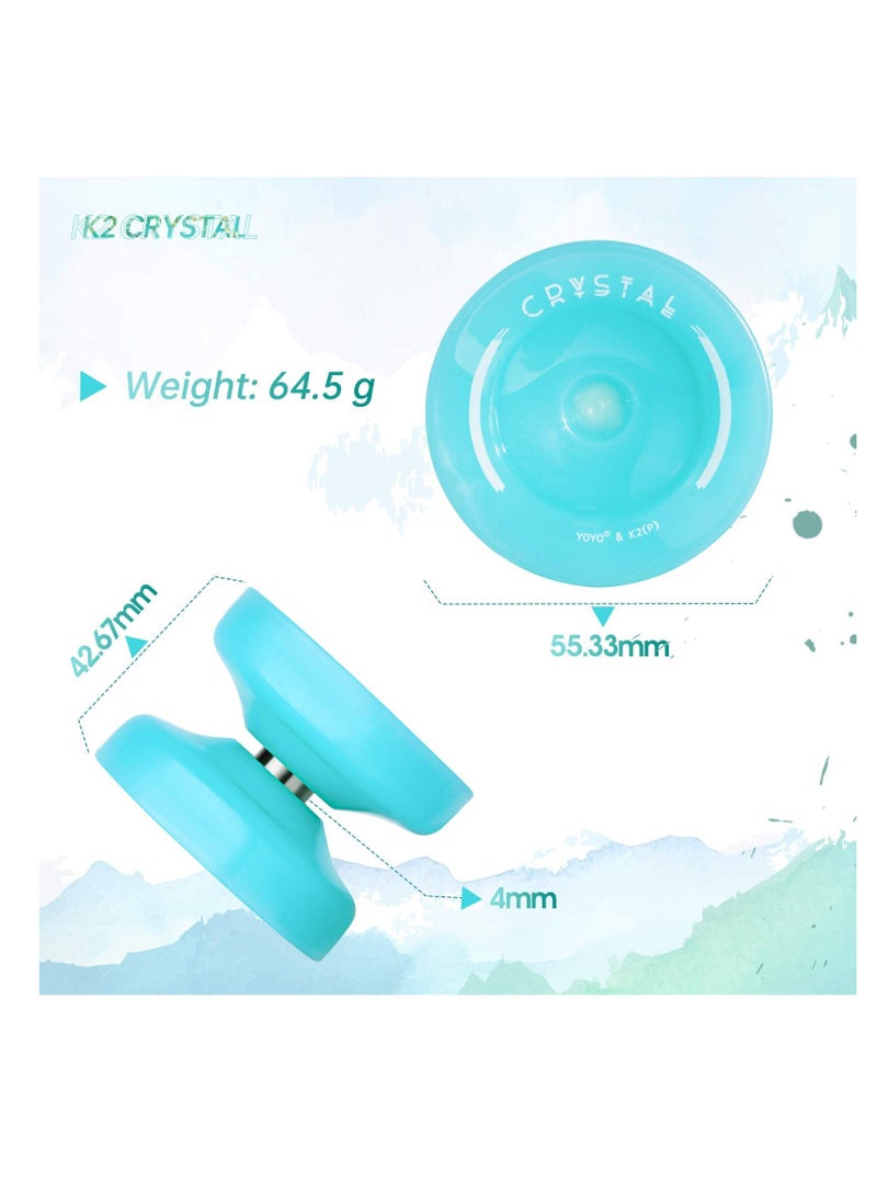 Excefore - K2 Responsive Plastic FingerspinYoyo for Kids Beginners Yoyo with Yoyo Glove Yoyo Bag 5 Yoyo Strings-Lake Blue - Image 1