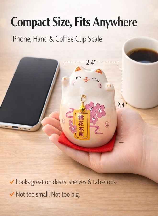 kcrygogo Pink Maneki Neko Lucky Cat – Japanese Ceramic Fortune Cat Figurine for Wealth, Love & Good Luck – Cute Desk Ornament & Travel Gift for Her - Image 4