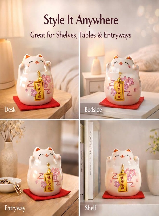 kcrygogo Pink Maneki Neko Lucky Cat – Japanese Ceramic Fortune Cat Figurine for Wealth, Love & Good Luck – Cute Desk Ornament & Travel Gift for Her - Image 5