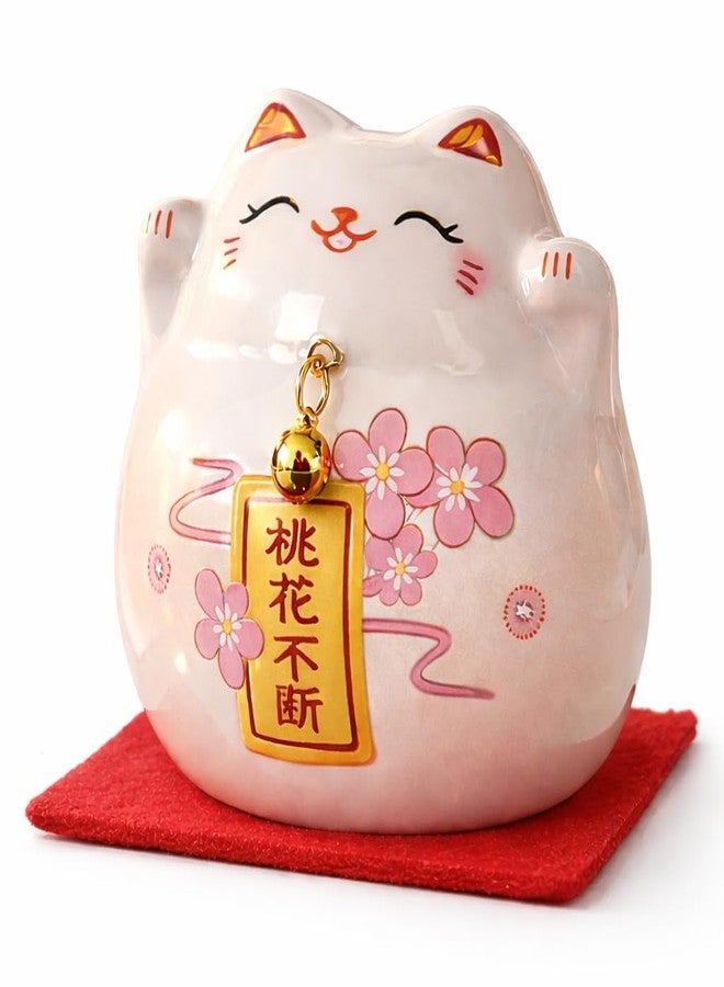 kcrygogo Pink Maneki Neko Lucky Cat – Japanese Ceramic Fortune Cat Figurine for Wealth, Love & Good Luck – Cute Desk Ornament & Travel Gift for Her - Image 1