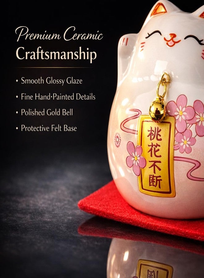 kcrygogo Pink Maneki Neko Lucky Cat – Japanese Ceramic Fortune Cat Figurine for Wealth, Love & Good Luck – Cute Desk Ornament & Travel Gift for Her - Image 2
