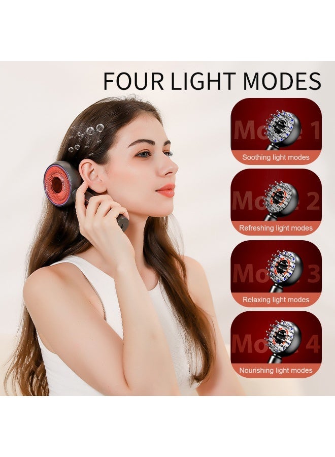 HANNEA® Scalp Massager with Oil Applicator, IPX7 Waterproof Cordless Electric Shiatsu Head Massager Comb for Hair Growth, 4 LED Light Modes 3 Mode, Portable Scalp Brush - Image 4