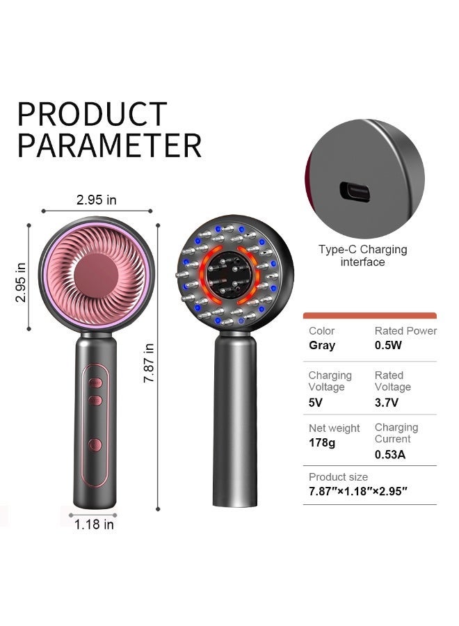 HANNEA® Scalp Massager with Oil Applicator, IPX7 Waterproof Cordless Electric Shiatsu Head Massager Comb for Hair Growth, 4 LED Light Modes 3 Mode, Portable Scalp Brush - Image 2