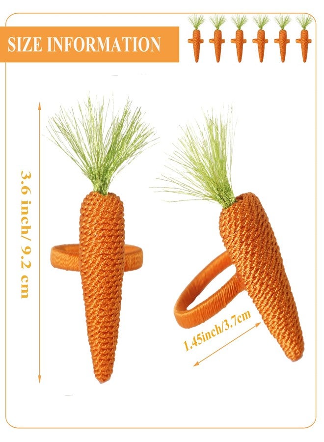 Utalek Easter Napkin Rings Set of 6, Handmade Carrot Napkin Rings Holders for Easter, Spring Party, Dinning Table Decorations - Image 2