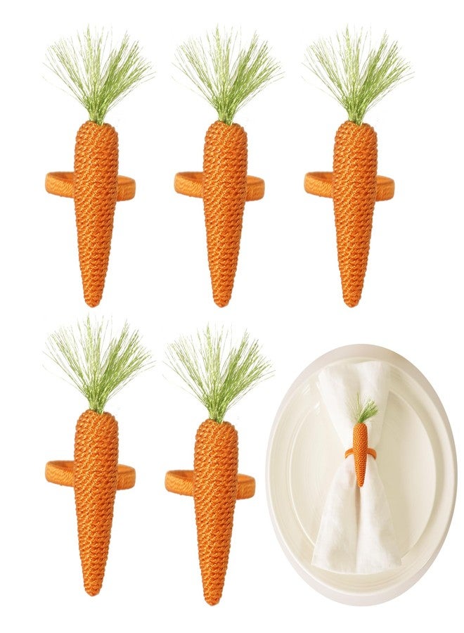 Utalek Easter Napkin Rings Set of 6, Handmade Carrot Napkin Rings Holders for Easter, Spring Party, Dinning Table Decorations - Image 1
