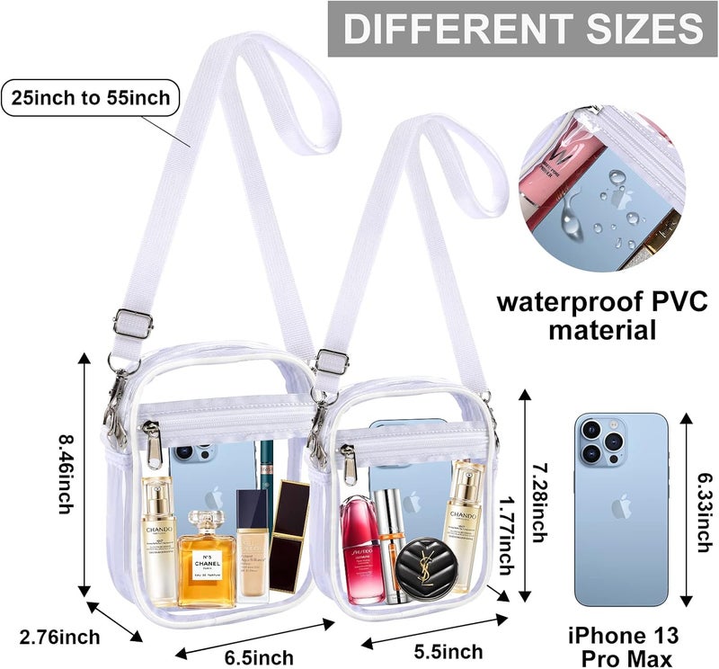 Fibrdoo Clear Crossbody Purse Bag, Clear Bag Stadium Approved with Front Pocket for Concerts Sports Festivals - Image 1