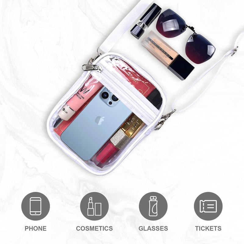 Fibrdoo Clear Crossbody Purse Bag, Clear Bag Stadium Approved with Front Pocket for Concerts Sports Festivals - Image 3