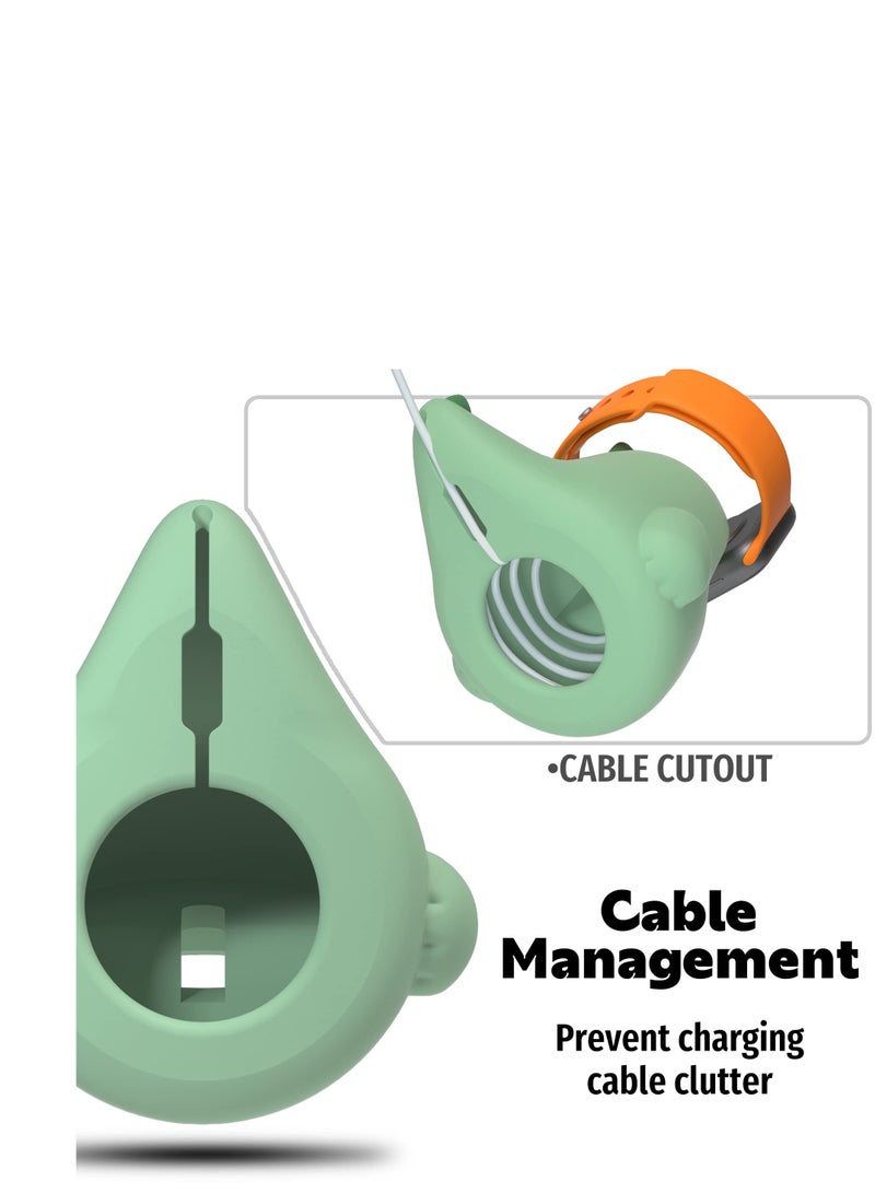 SYOSI Charger Stand Compatible with Apple Watch Series 7/6/SE/5/4/3/2/1 (45mm, 44mm, 42mm, 41mm, 40mm, 38mm),Dinosaur iWatch Charging Dock,Supports Nightstand Mode,Mint Green - Image 4