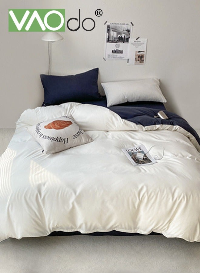 فاو دو طقم لحاف مقاس كينج 4 قطع مجموعة مفروشات لحاف مناسبة لجميع المواسم مجموعات الفراش مزدوجة الجوانب ومزدوجة اللون قطن مريح مسامي مغسول وقابل للغسل في الغسالة غطاء لحاف 220*240 سم - Image 1