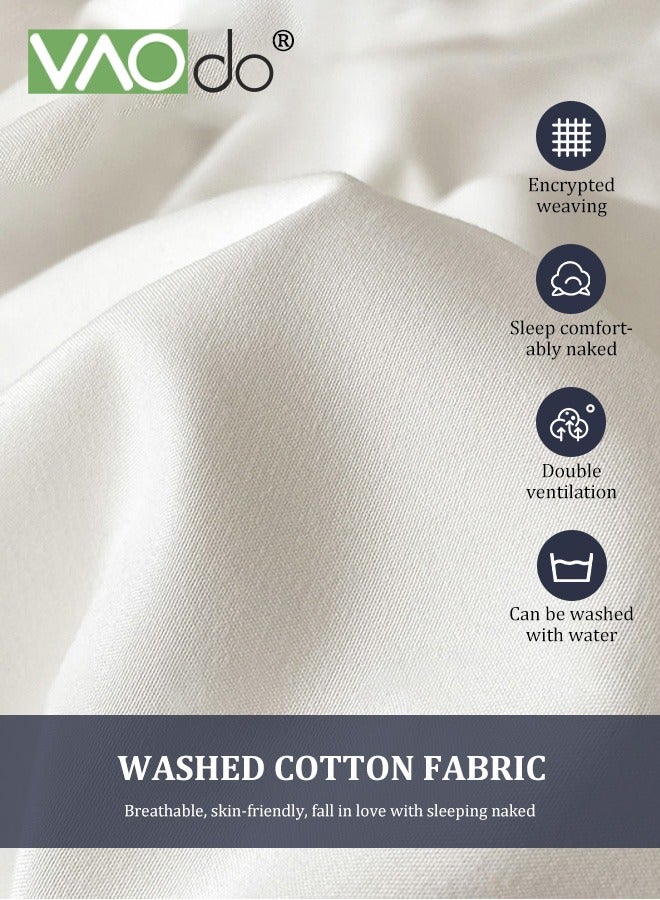 فاو دو طقم لحاف مقاس كينج 4 قطع مجموعة مفروشات لحاف مناسبة لجميع المواسم مجموعات الفراش مزدوجة الجوانب ومزدوجة اللون قطن مريح مسامي مغسول وقابل للغسل في الغسالة غطاء لحاف 220*240 سم - Image 5