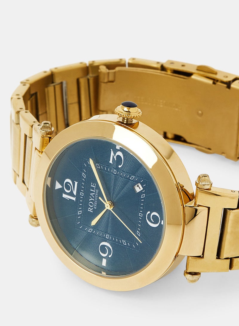 Royale Mega Round Shape Analog Wrist Watch RE104 G - 40mm - Gold - Image 3
