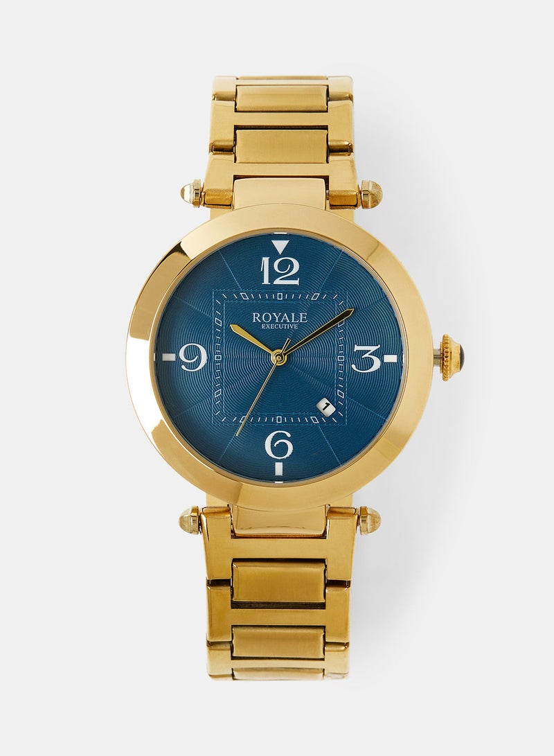 Royale Mega Round Shape Analog Wrist Watch RE104 G - 40mm - Gold - Image 1