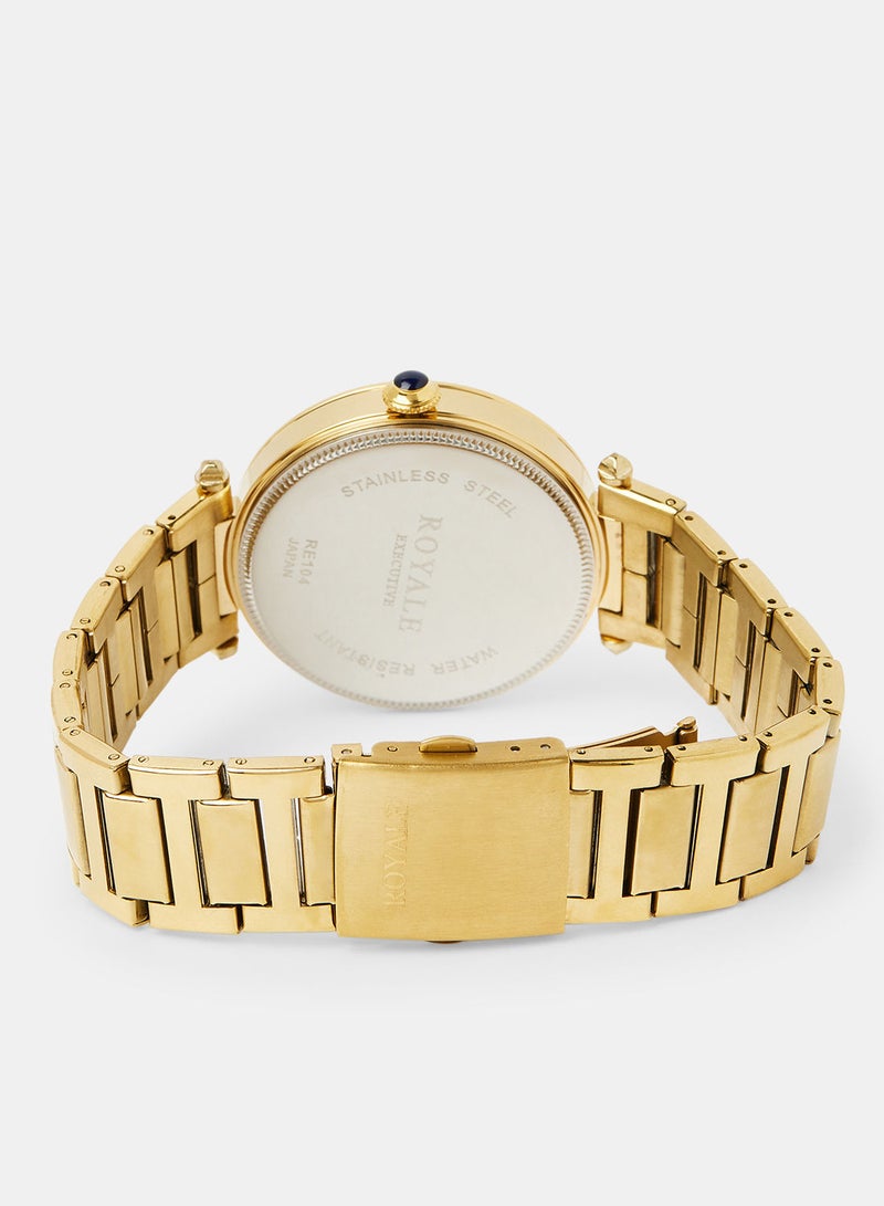 Royale Mega Round Shape Analog Wrist Watch RE104 G - 40mm - Gold - Image 2