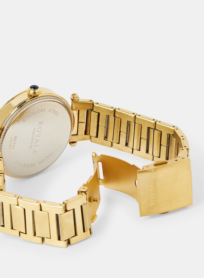 Royale Mega Round Shape Analog Wrist Watch RE104 G - 40mm - Gold - Image 4