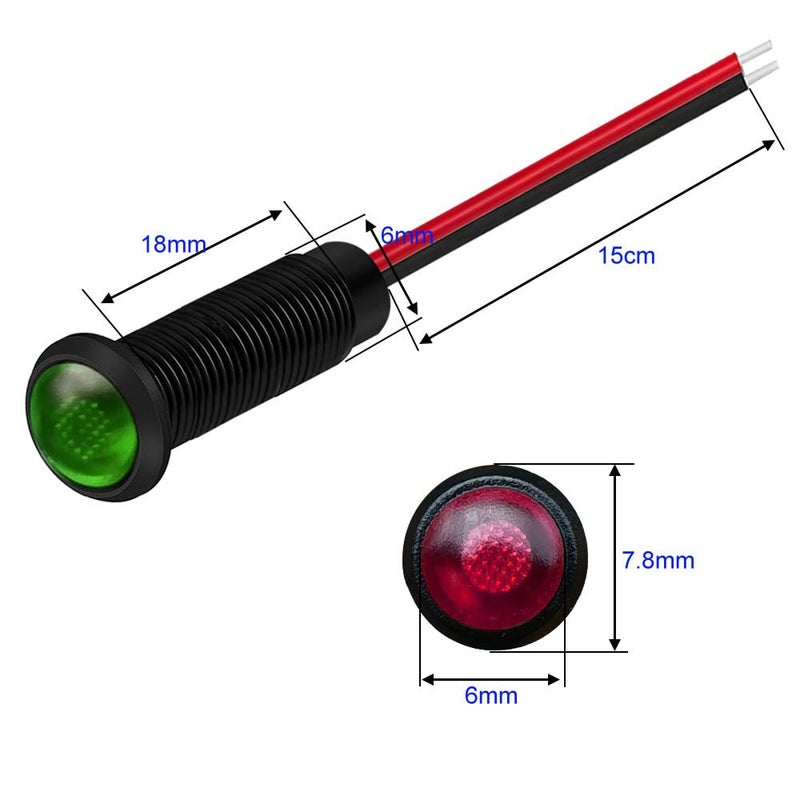 Gebildet 10Pcs Led Plastic Indicator Pilot Light Ac/Dc 12-24V Mounting Hole Size 6Mm(Red/Orange/Blue/Green/White) - Image 5