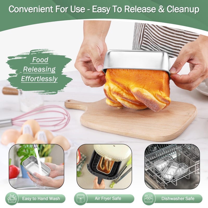TeamFar Mini Loaf Pan, 6 PCS Stainless Steel Loaf Pans for Baking Bread, 6.3 x 3.5 Inch Bread Baking Pan for Homemade Bread, Meatloaf, Cake and Brownies, Non-Toxic, Oven & Dishwasher Safe - Image 3