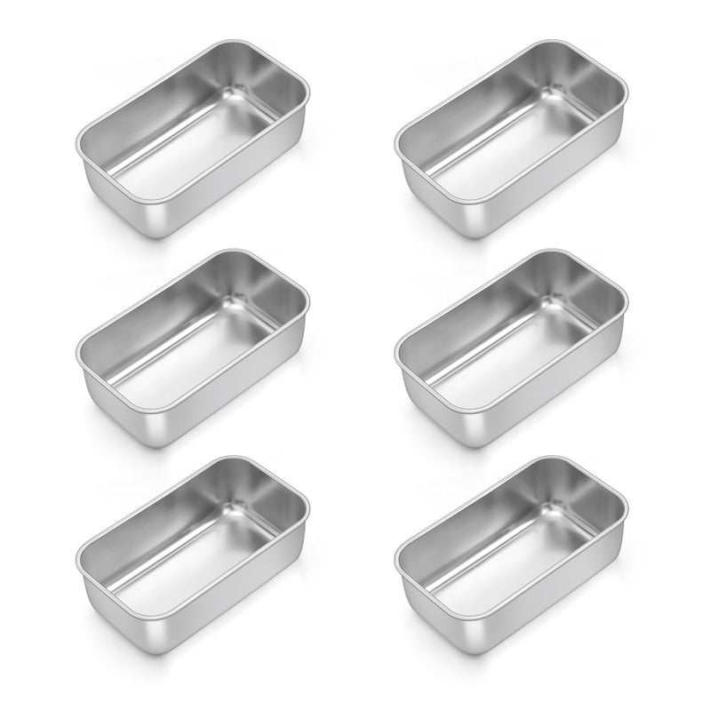 TeamFar Mini Loaf Pan, 6 PCS Stainless Steel Loaf Pans for Baking Bread, 6.3 x 3.5 Inch Bread Baking Pan for Homemade Bread, Meatloaf, Cake and Brownies, Non-Toxic, Oven & Dishwasher Safe - Image 1
