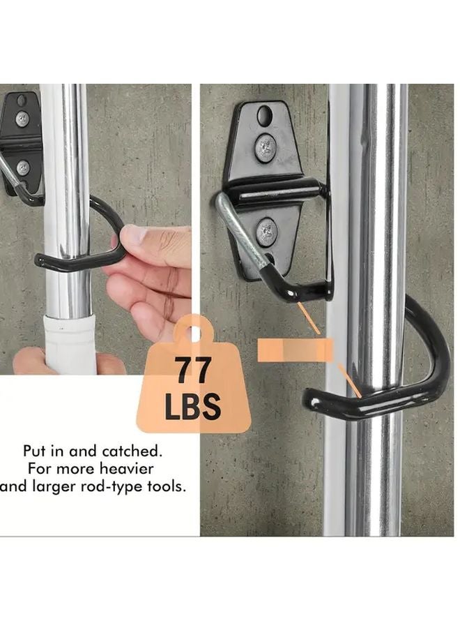 Green Wall Mounted Broom Holder Set 5pcs Tool Storage Hook For Garage Garden - Image 3